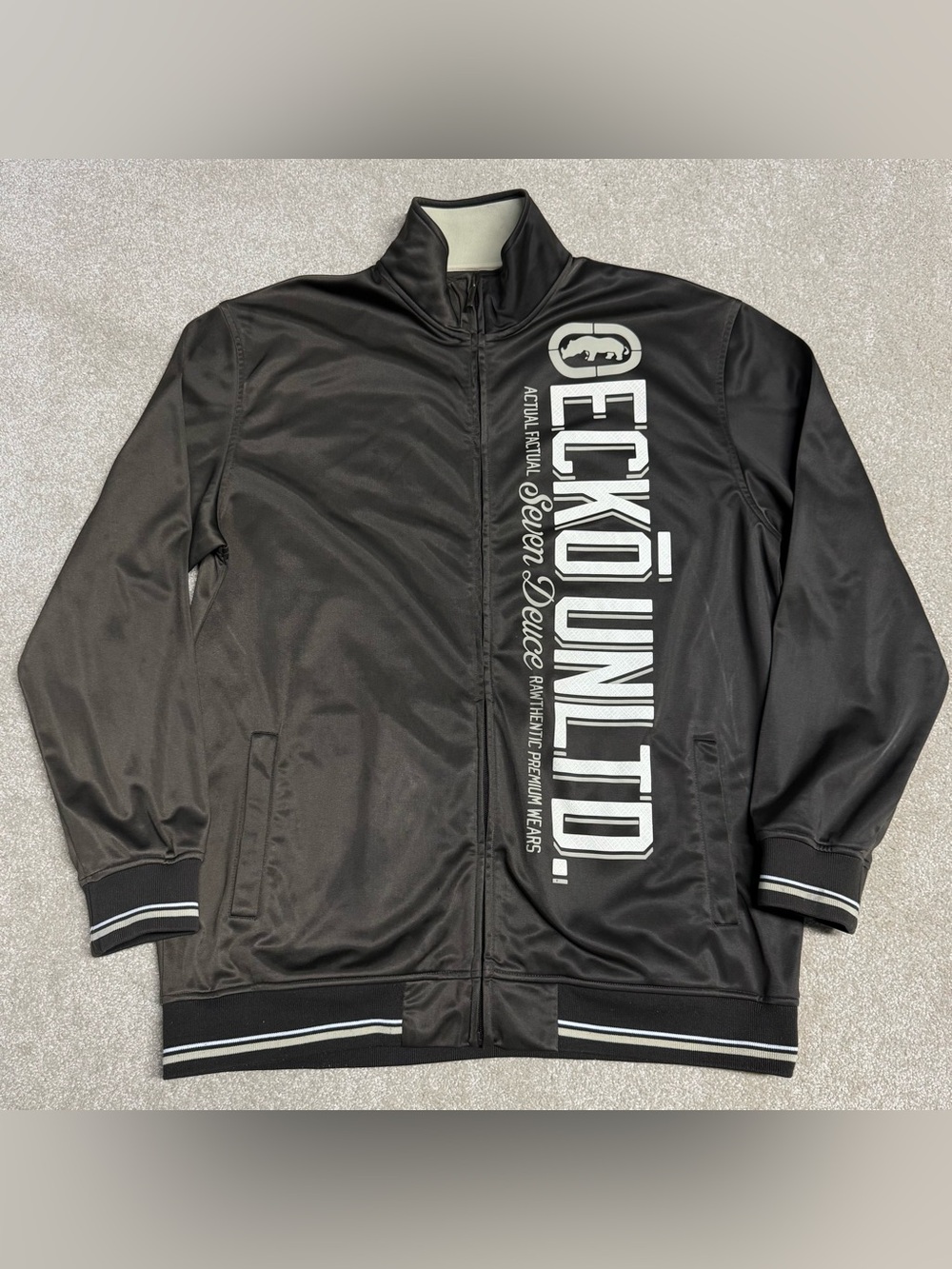 Vintage Y2K Ecko Unltd Track Jacket Men 2XL Brown Full Zip Classic Casual Active